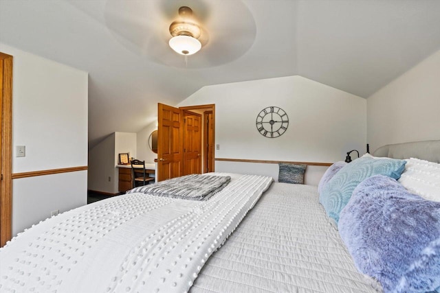 W1335 N Blue Spring Lake Dr, Palmyra, WI 53156 - bedroom with lofted ceiling and a ceiling fan