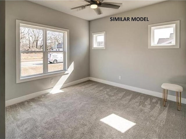 6643 Royal View Dr, Deforest, WI 53532 - spare room with carpet flooring, a ceiling fan, and baseboards