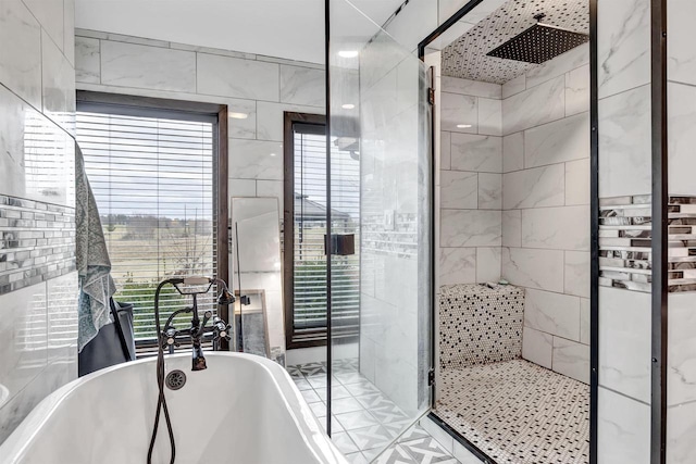 3237 Mill Rd, Greenleaf, WI 54126 - full bath featuring a soaking tub and a stall shower