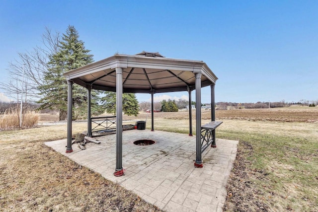 3237 Mill Rd, Greenleaf, WI 54126 - view of patio with a fire pit and a gazebo