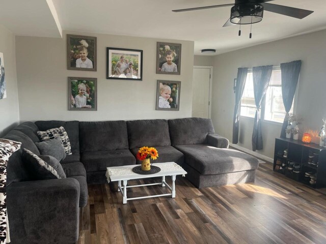 25290 Foothill Ave, Tomah, WI 54660 - living area featuring ceiling fan and wood finished floors