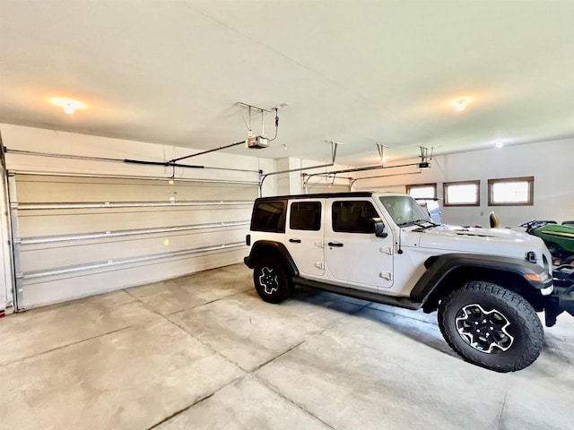 garage with a garage door opener