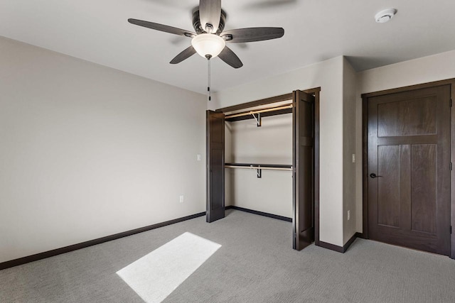 N1647 21st Ave, Wautoma, WI 54982 - unfurnished bedroom featuring ceiling fan, light carpet, and baseboards