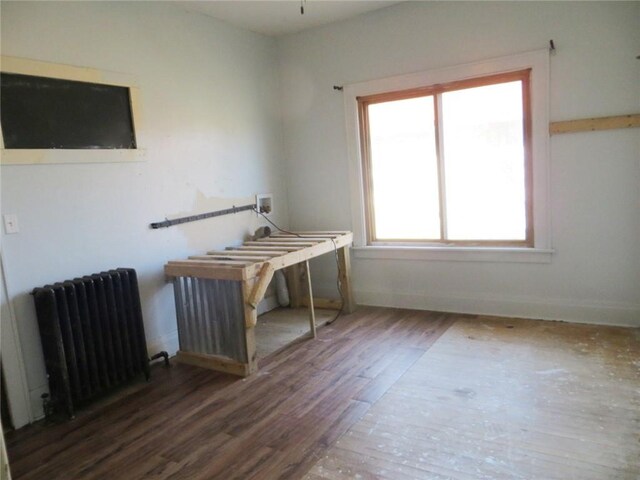 204 W Main St, Thorp, WI 54771 - interior space with baseboards, wood finished floors, and radiator heating unit