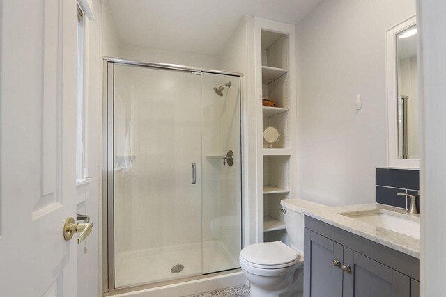 831 Sauganash Dr, Fontana, WI 53125 - full bath with a stall shower, toilet, and vanity