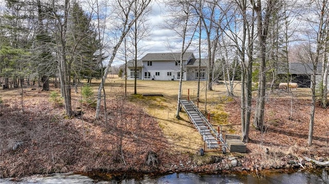 27183 250th St, Holcombe, WI 54745 - view of yard featuring a water view and stairway