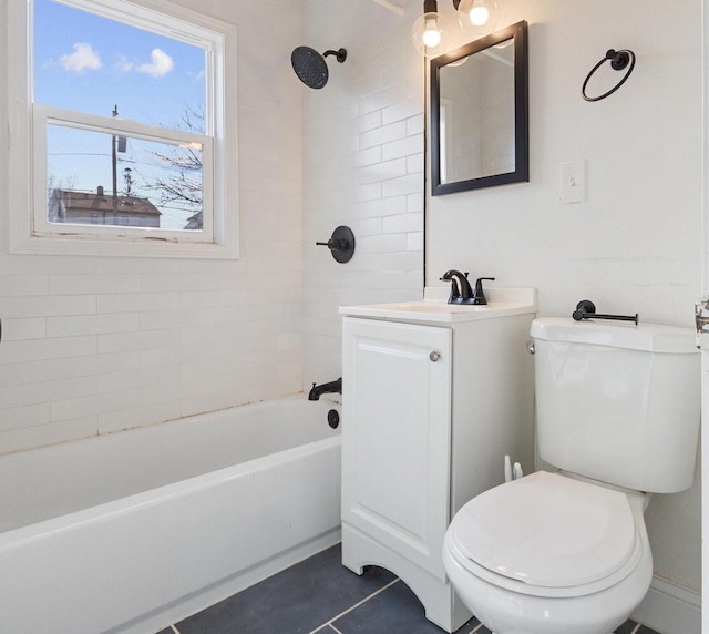 4348 N 30th St, Milwaukee, WI 53216 - full bathroom featuring shower / bath combination, toilet, vanity, and tile patterned floors