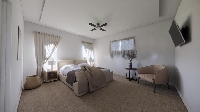 1417 Ridgetrail Dr, Cross Plains, WI 53528 - carpeted bedroom with baseboards and a ceiling fan