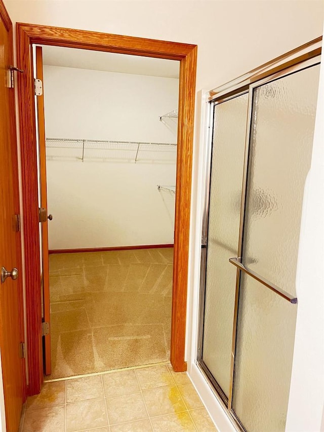 200 Femrite Dr Unit 211, Monona, WI 53716 - full bathroom featuring a shower stall, a spacious closet, and tile patterned floors