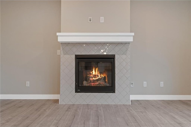 721 Jacko Ct, Hudson, WI 54016 - interior details featuring baseboards, wood finished floors, and a glass covered fireplace