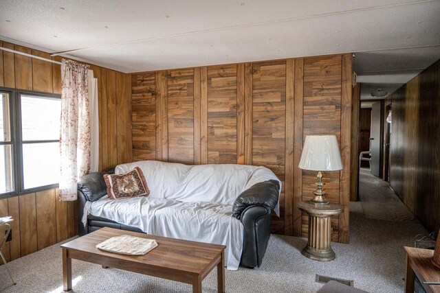 N7363 Wahneeta Ave, New Lisbon, WI 53950 - carpeted living room with wooden walls