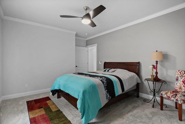 6612 Florance Ruth Ln, Sun Prairie, WI 53590 - bedroom featuring carpet flooring, baseboards, crown molding, and a ceiling fan