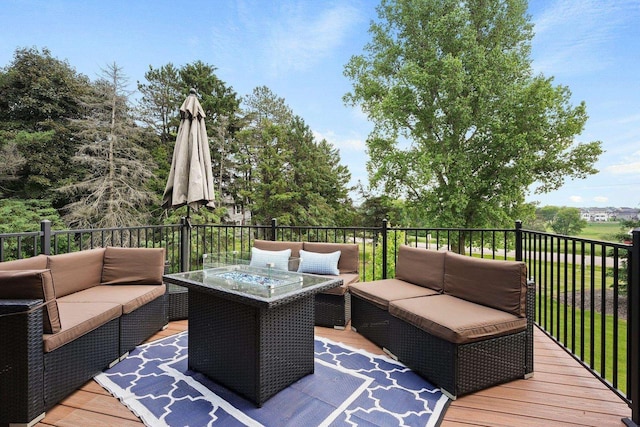 6612 Florance Ruth Ln, Sun Prairie, WI 53590 - wooden terrace featuring an outdoor living space with a fire pit