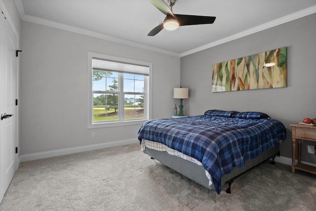 6612 Florance Ruth Ln, Sun Prairie, WI 53590 - carpeted bedroom with baseboards, crown molding, and ceiling fan