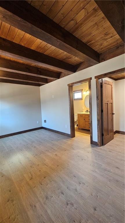 11960 US Highway 63, Hayward, WI 54843 - empty room featuring wood finished floors, wood ceiling, baseboards, and beam ceiling