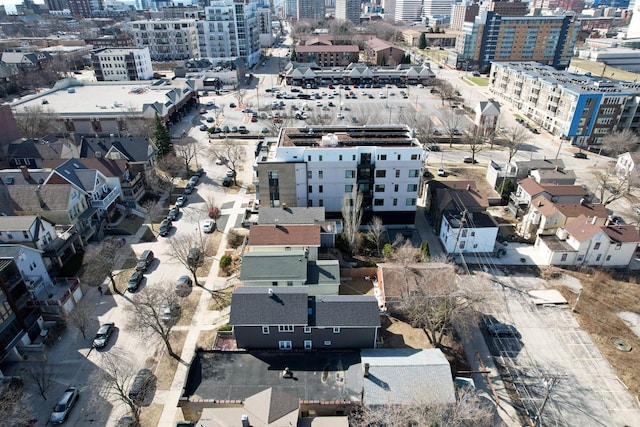 birds eye view of property with a city view