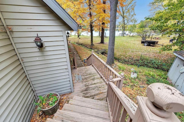 W8547 Cloverleaf Lake Rd, Clintonville, WI 54929 - deck featuring a water view