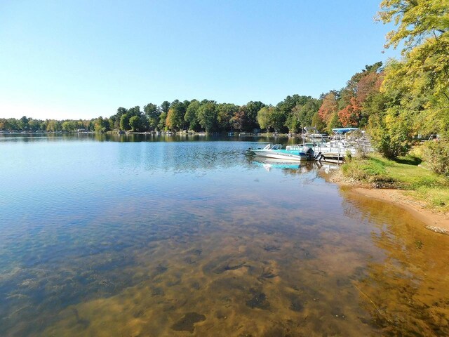 W8547 Cloverleaf Lake Rd, Clintonville, WI 54929 - water view with a dock and a forest