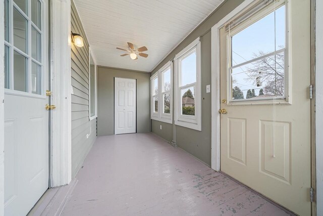 view of unfurnished sunroom