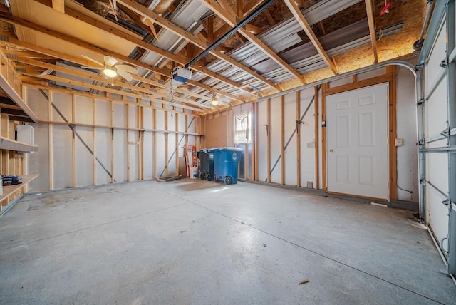 garage with a garage door opener