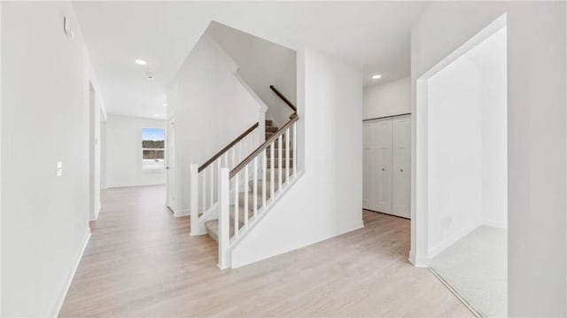 1517 Creekwood Dr, New Richmond, WI 54017 - stairway with wood finished floors, recessed lighting, and baseboards