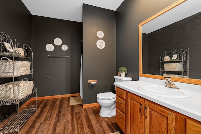 9842 Elan Rd, Tomah, WI 54660 - bathroom featuring wood finished floors, toilet, and vanity