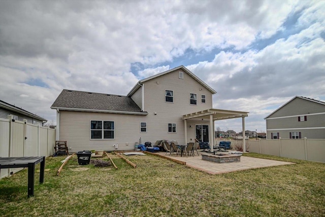 298 S Legacy Way, Sun Prairie, WI 53590 - back of property featuring an outdoor fire pit, a yard, a patio area, and a fenced backyard