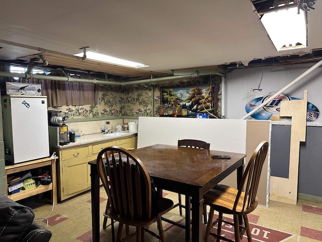 dining area with light floors