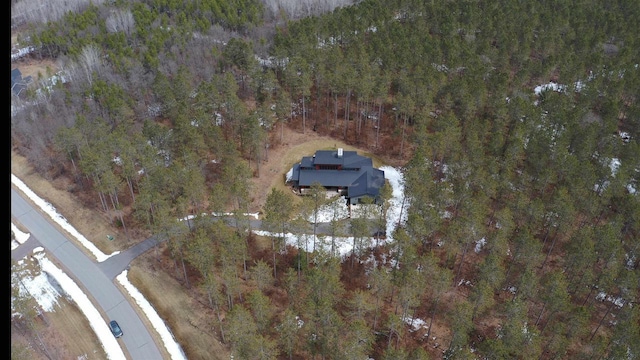 drone / aerial view with a forest view