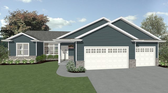 N8034 Oakwood Dr, Sherwood, WI 54169 - ranch-style house featuring asphalt driveway, a front yard, and a garage