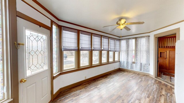 view of unfurnished sunroom