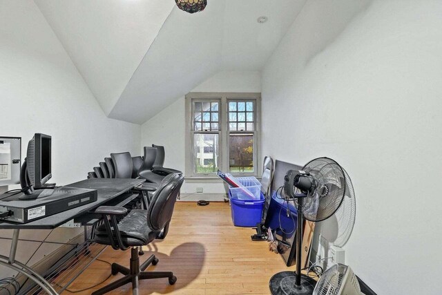 3316 W Wisconsin Ave, Milwaukee, WI 53208 - office area with wood finished floors and vaulted ceiling