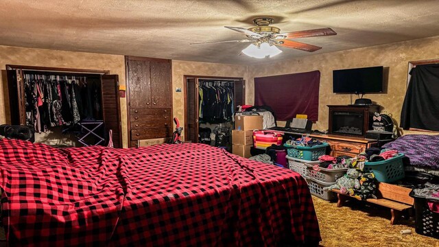 816 Royalton St, Waupaca, WI 54981 - bedroom featuring a textured ceiling, ceiling fan, and carpet