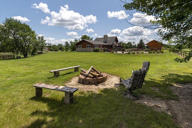 W340S2401 County Road C, Oconomowoc, WI 53066 - view of yard with an outdoor fire pit and fence