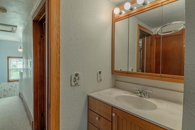 N1616 Haddinger Rd, Monroe, WI 53566 - bathroom with vanity and a textured wall