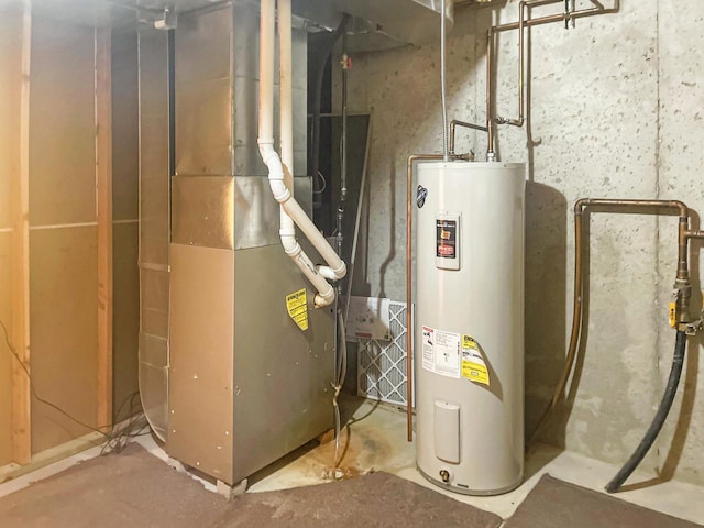 utilities with water heater and heating unit