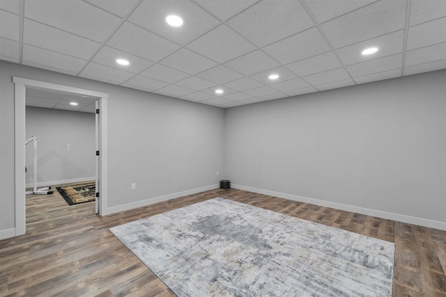 W7181 Duck Creek Ave, Westfield, WI 53964 - finished basement featuring baseboards, recessed lighting, a paneled ceiling, and wood finished floors