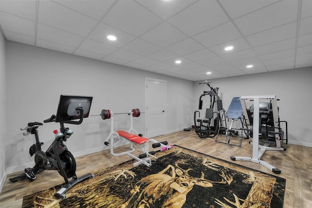W7181 Duck Creek Ave, Westfield, WI 53964 - workout area with baseboards, recessed lighting, and wood finished floors