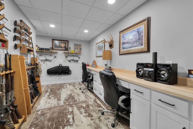 W7181 Duck Creek Ave, Westfield, WI 53964 - office featuring baseboards, recessed lighting, and a paneled ceiling