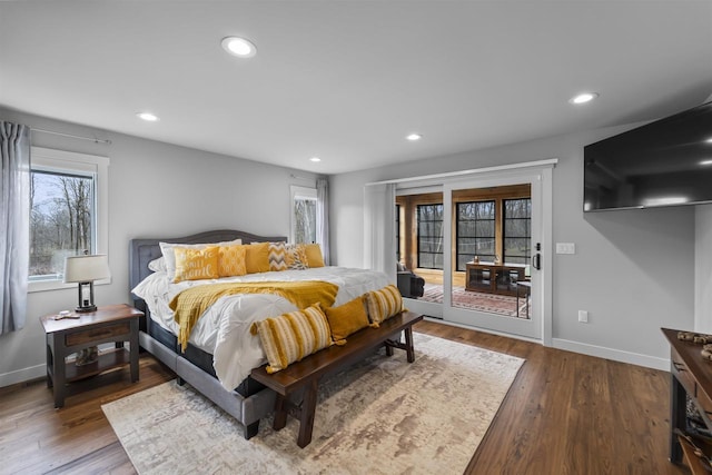 W7181 Duck Creek Ave, Westfield, WI 53964 - bedroom featuring recessed lighting, access to exterior, and wood finished floors