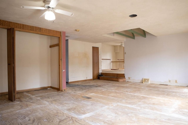 2940 Plover Springs Dr, Plover, WI 54467 - empty room with baseboards, a ceiling fan, and visible vents