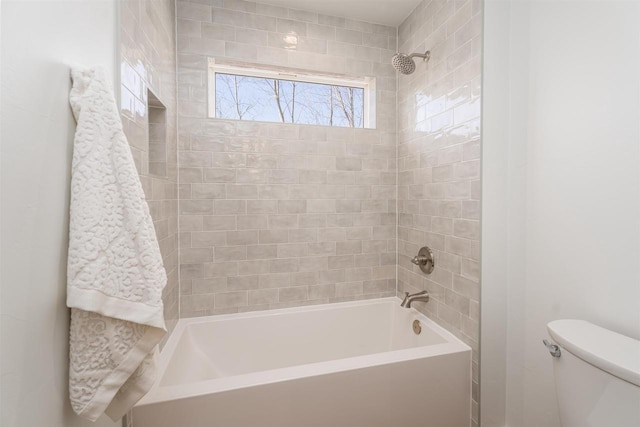 full bathroom with toilet and shower / bathtub combination