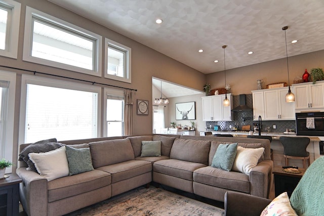 1817 Arboretum Dr, Janesville, WI 53548 - living room with recessed lighting and vaulted ceiling