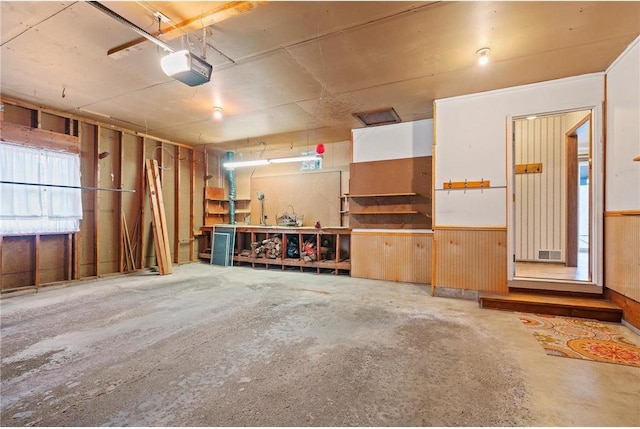 garage with a garage door opener