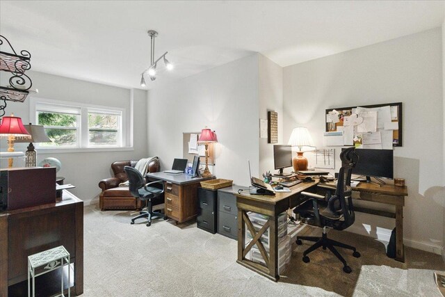 office with light colored carpet