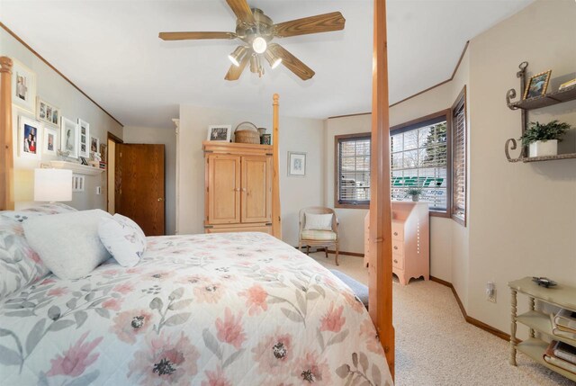 N5120 Summit Ct, Fond Du Lac, WI 54937 - bedroom with ceiling fan, light colored carpet, and baseboards