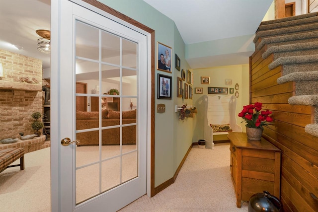 N5120 Summit Ct, Fond Du Lac, WI 54937 - entryway with light carpet, baseboards, and stairs