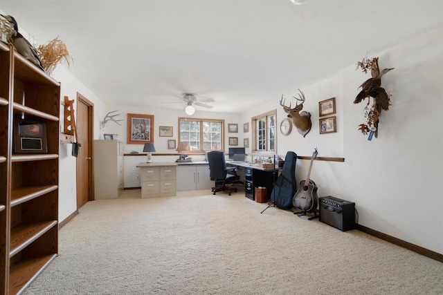 N5120 Summit Ct, Fond Du Lac, WI 54937 - home office featuring ceiling fan, light carpet, and baseboards