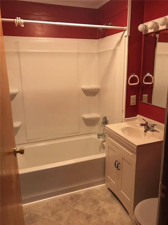 1708 5th St, Menomonie, WI 54751 - full bath featuring tile patterned floors, toilet, vanity, and tub / shower combination