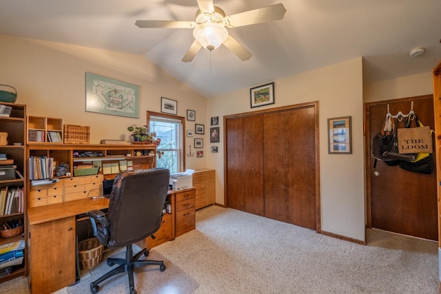 421 Nature Haven Blvd Unit 15, Kewaskum, WI 53040 - office featuring a ceiling fan and vaulted ceiling